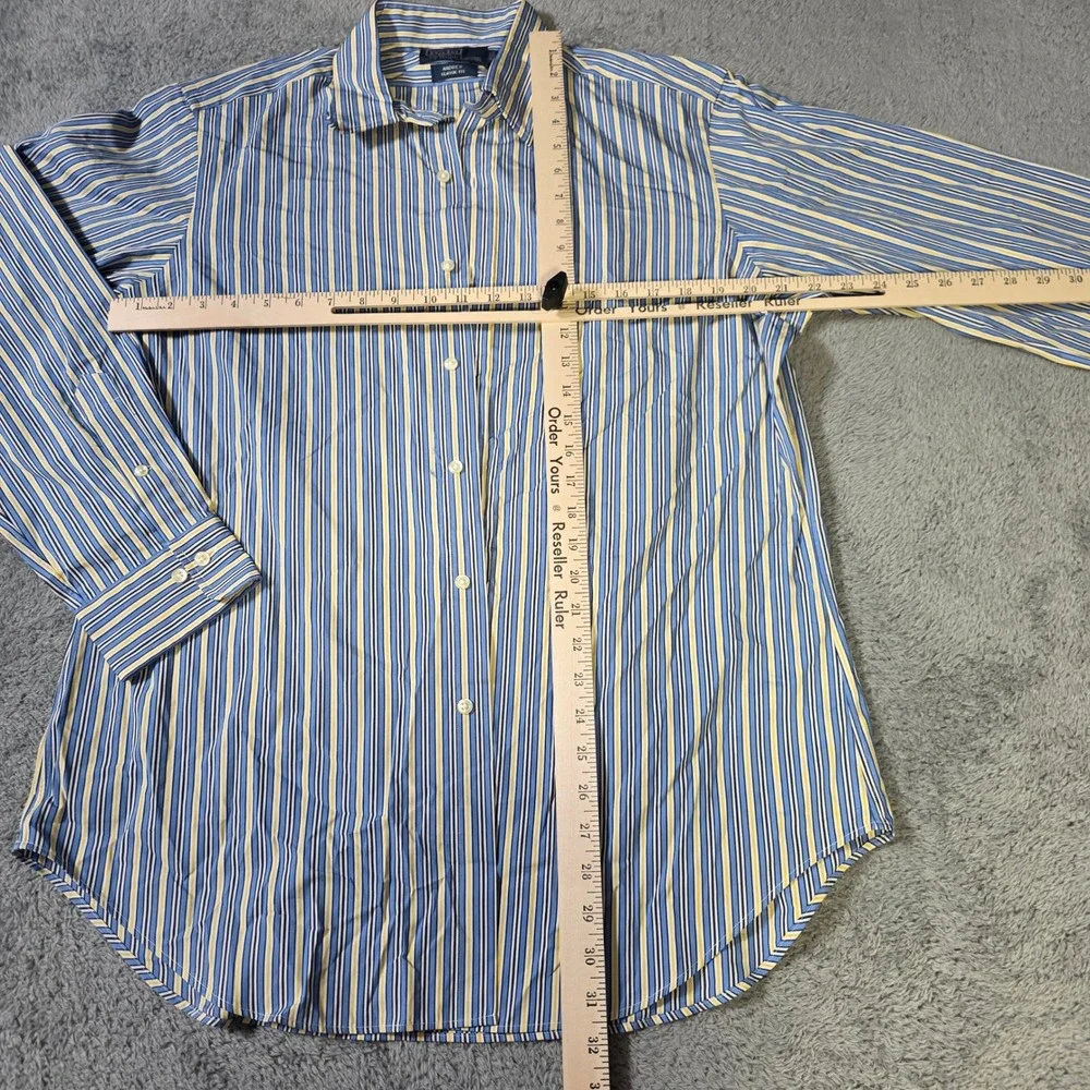 Polo Ralph‎ Lauren Mens 16 34/35 Andrew Classic Fit Shirt Blue Yellow Stripe